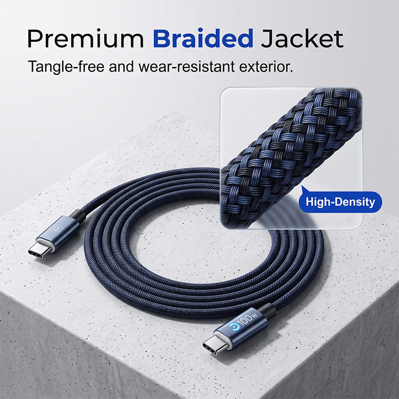 ⚡ 50% kedvezmény | 100 W-os USB-C gyorstöltő kábel – intelligens chip és fonott kialakítás